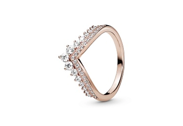 Tiara wishbone 14k rose gold-plated ring with clea
