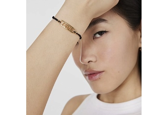 SILVER GOLD PLATED BRACELET LOGO NYLON