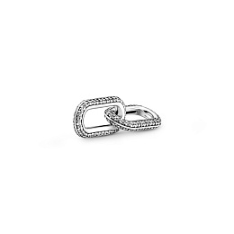 Sterling silver double link with clear cubic zirco