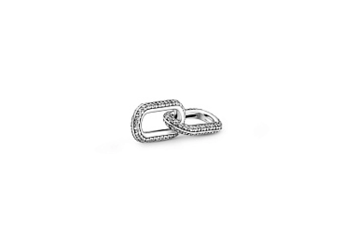 Sterling silver double link with clear cubic zirco