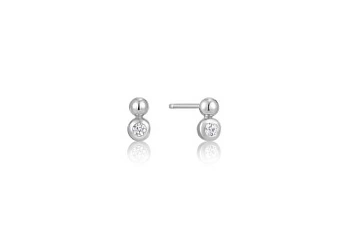 Silver Orb Sparkle Stud Earrings