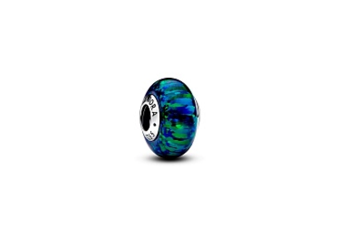 Sterling silver charm with green blue lab-created 