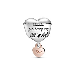 Heart sterling silver and Pandora Rose charm/Серебряный шарм с Pandora Rose