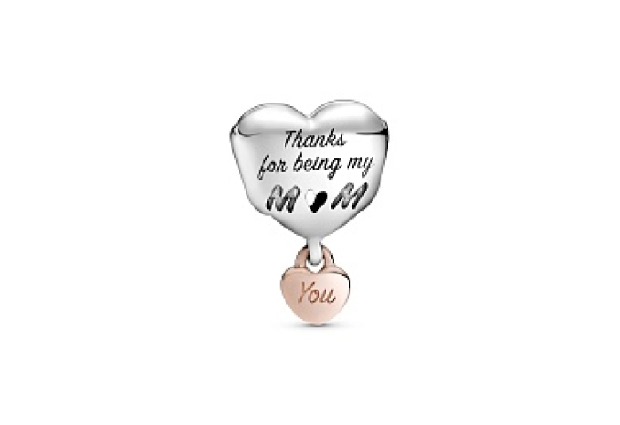 Heart sterling silver and 14k rose gold-plated cha