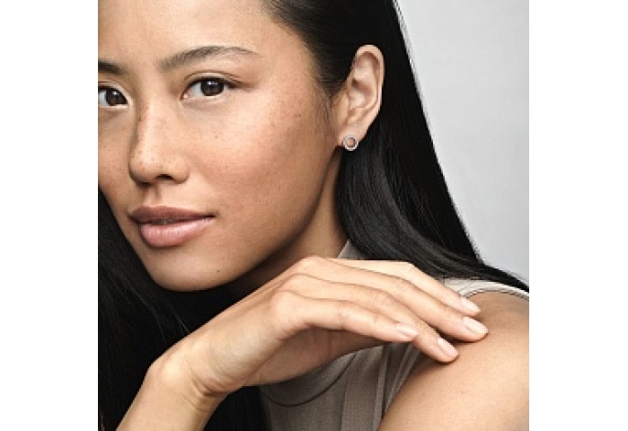Silver stud earrings with clear cubic zirconia