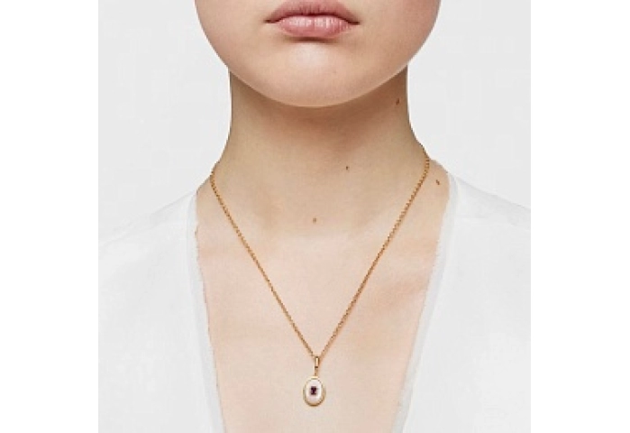 SILVER GOLD PLATED PENDANT PINK MOP, GEM