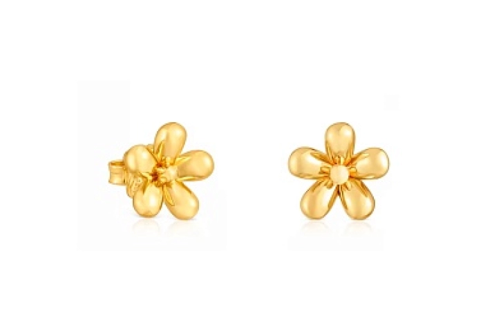 SILVER GOLD PLATED EARRINGS FLOWER 12MM