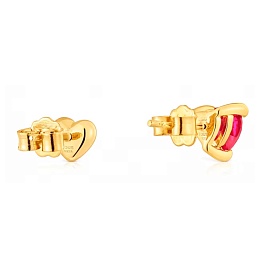 SILVER GOLD PLATED EARRINGS LGG RUBY 9MM