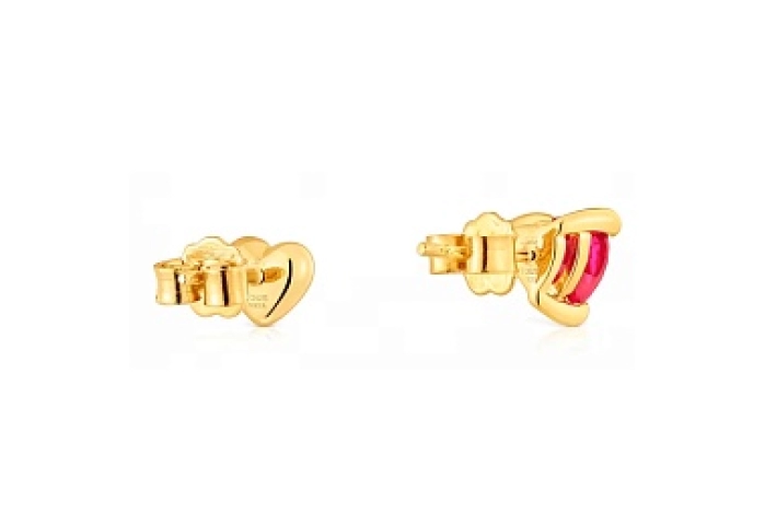 SILVER GOLD PLATED EARRINGS LGG RUBY 9MM