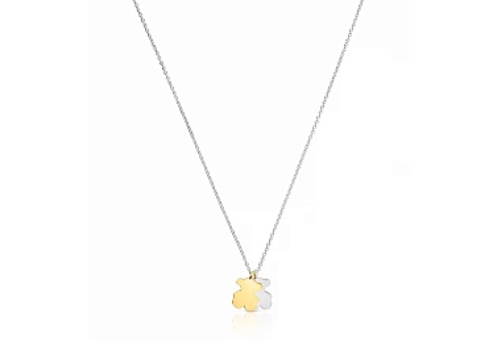 SILVER GOLD PLATED NECKLACE BEARS 2 TONE