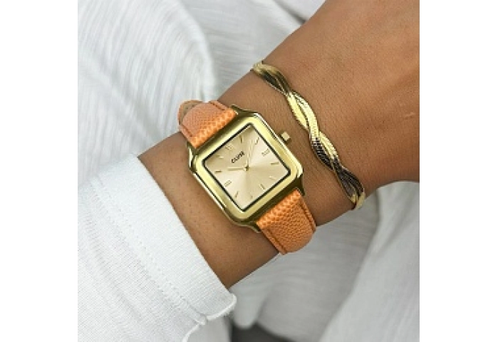 Gracieuse Petite Watch Leather, Apricot Lizard, Go