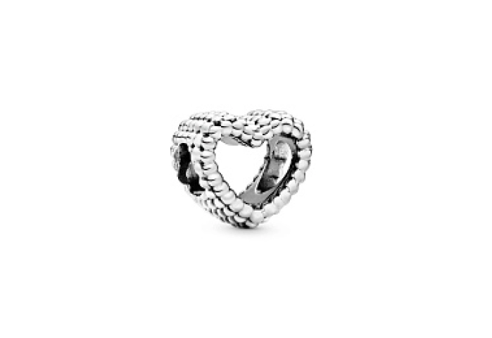 Beaded heart silver charm