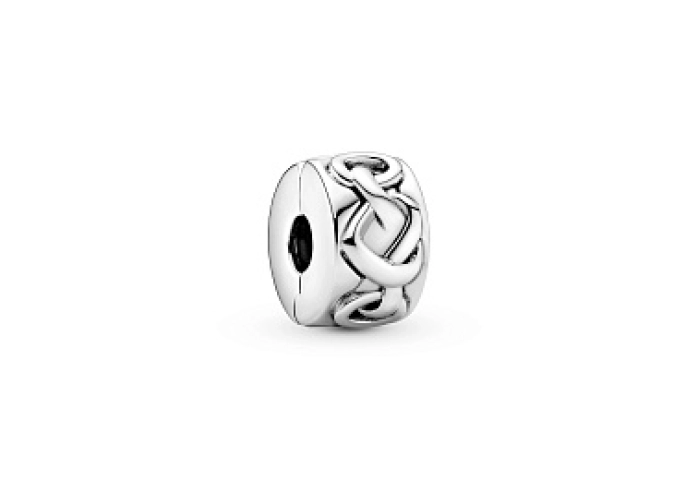 Knotted hearts silver clip