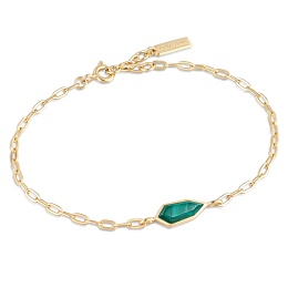 MALACHITE EMBLEM CHAIN BRACELET