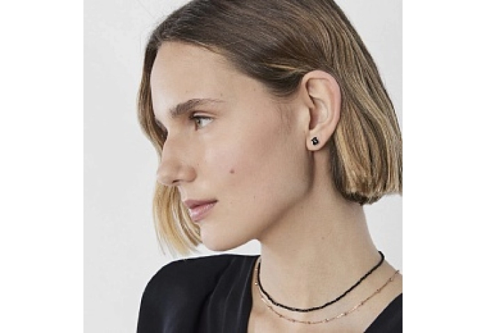 SILVER GOLD PLATED EARRINGS ONYX