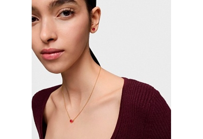 SILVER GOLD PLATED NECKLACE LGG RUBY 42CM