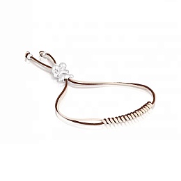 SILVER BRACELET BROWN-BEIGE CORD