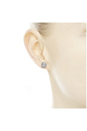 Silver stud earrings with clear cubic zirconia, 6 mm /Серебряные серьги-пусеты с чистым кубическим ц