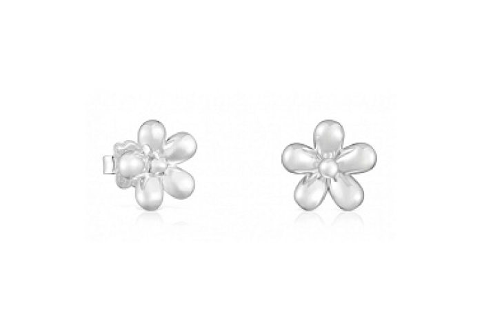 SILVER EARRINGS FLOWER 12MM PUSHBACK