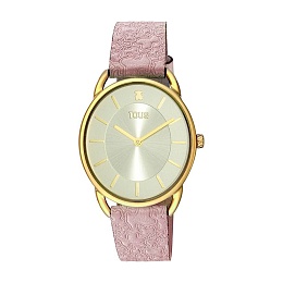 WATCH IP STEEL GOLD COLORED LEATHER STRAP