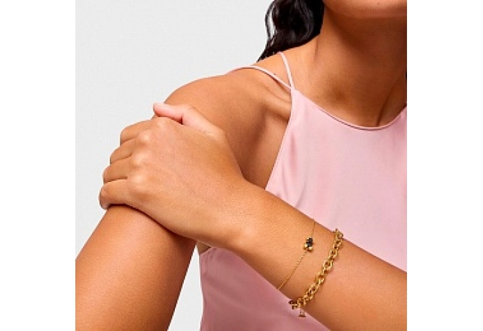 SILVER GOLD PLATED BRACELET ONYX BEAR