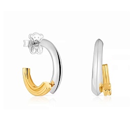 SILVER GOLD PLATED EARRINGS 2 TONE