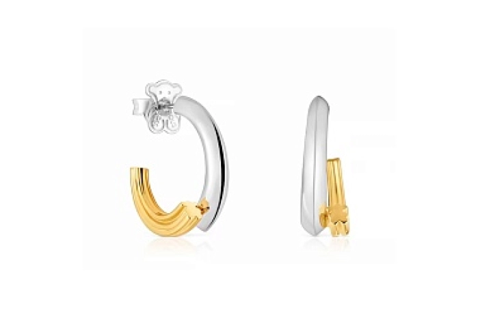 SILVER GOLD PLATED EARRINGS 2 TONE
