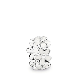 Daisy silver spacer with white enamel