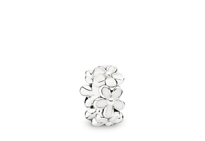 Daisy silver spacer with white enamel