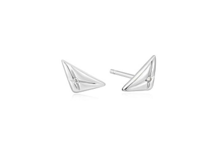 Silver Triangle Kiss Studs