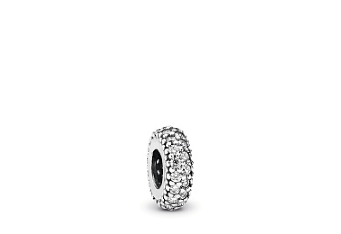 Abstract silver spacer with cubic zirconia