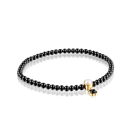 ONYX SILVER GOLD PLATED BRACELET PEARL