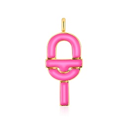 SILVER GOLDPLATED PENDANT PINK ENAMEL 48MM