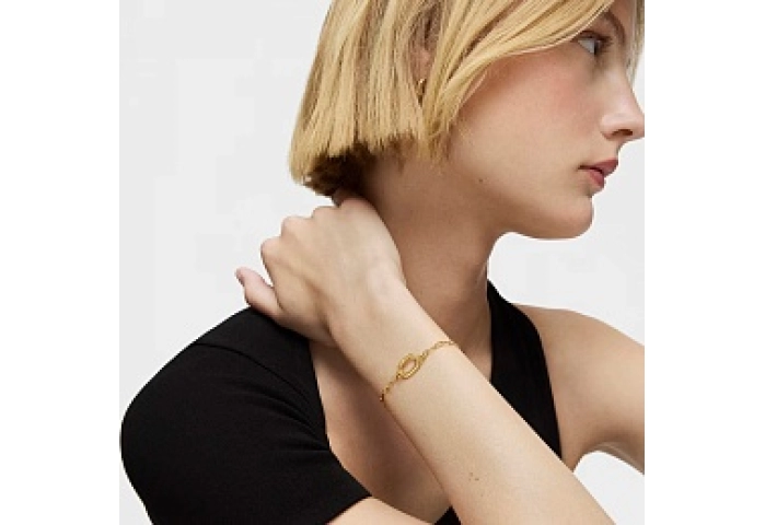 SILVER GOLD PLATED BRACELET SMALL OVAL