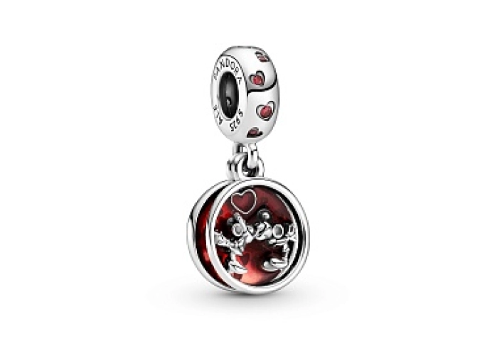 Disney Mickey and Minnie sterling silverdangle with red cubiczirconia and redenamel /799298C01