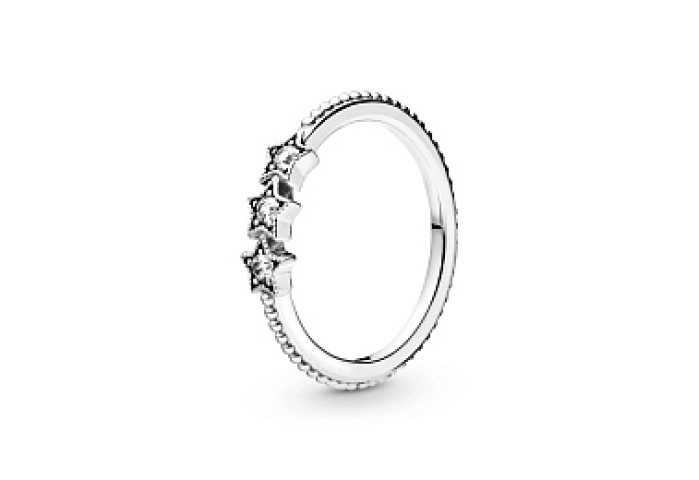 Stars sterling silver ring with clear cubic zircon
