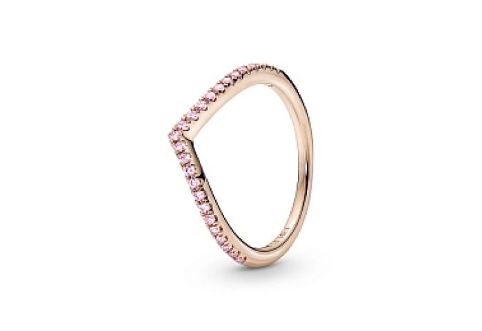 Wishbone 14k rose gold-plated ring with fancy fair