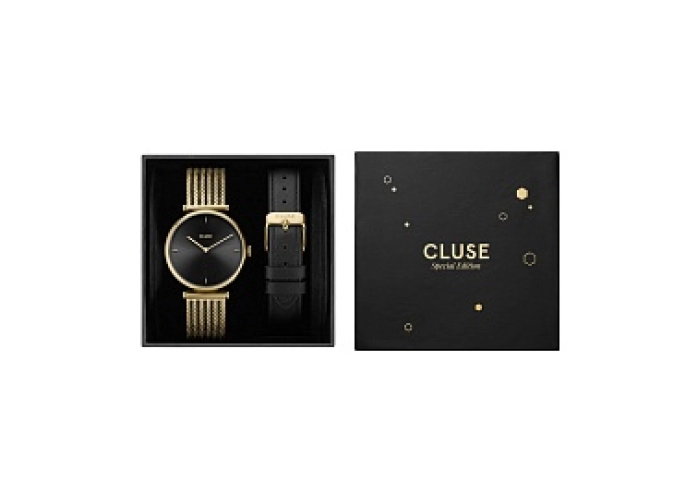 Gift Box Triomphe Mesh, Gold Colour & Black Leathe