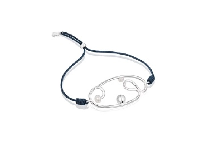 SILVER BRACELET CULTURED PEARL 40MM CORD