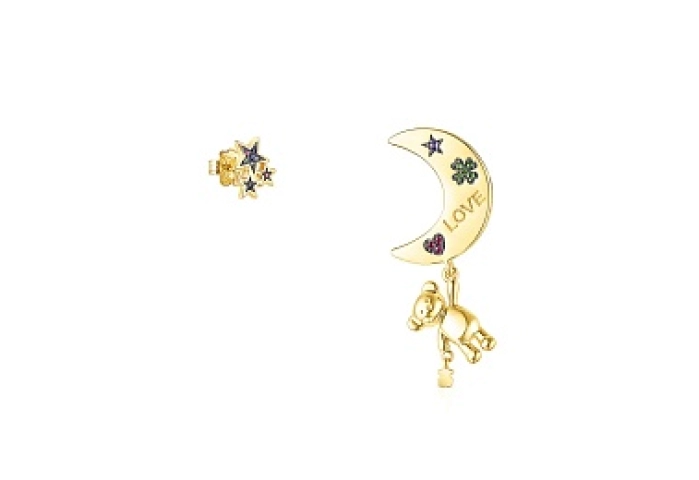 SILVER GOLD PLATED EARRIN RUBY.SAPP.GEMS