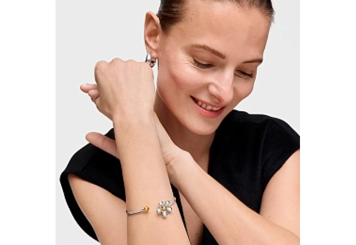 SILVER GOLD PLATED BRACELET FLOWER 20MM
