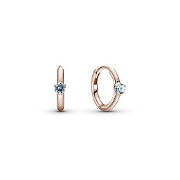 Pandora Rose hoop earrings with bleached aqua blue crystal /289304C02