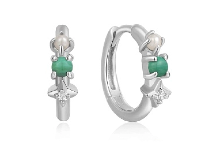 Malachite Star Huggie Hoop Earrings