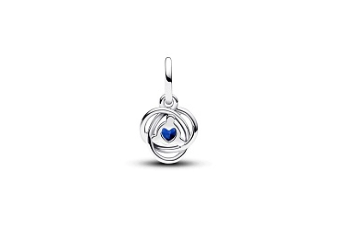 Sterling silver dangle with princess blue crystal and clear cubic zirconia