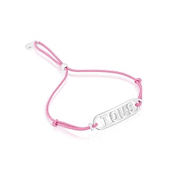 SILVER BRACELET LOGO PINK NYLON CORD