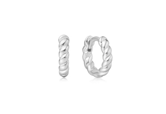 Silver Texture Small Huggie Hoop Earrings