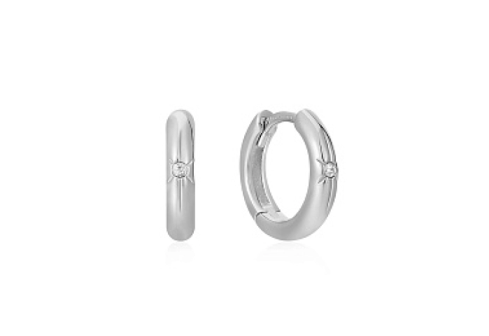Silver Star Huggie Hoop Earrings