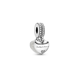 Mother in law and daughter in law heartsterling silver splitdangle with clear cubiczirconia