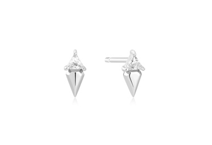 Silver Triangle Cubic Zirconia Geometric Stud Ear Jackets