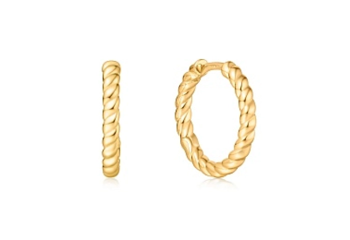 Gold Texture Medium Huggie Hoop Earrings